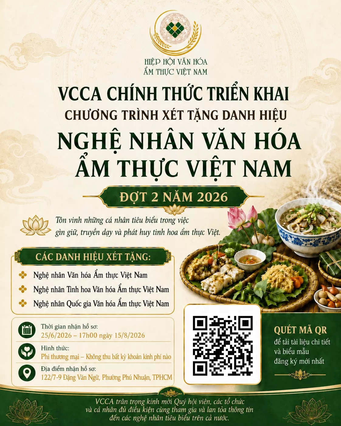 VCCA chính thức triển khai Chương trình xét tặng danh hiệu “Nghệ nhân Văn hóa Ẩm thực Việt Nam” – Đợt 2 năm 2026