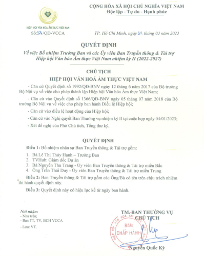 Quyết định bổ nhiệm Ban Truyền thông